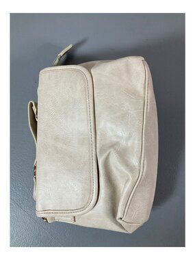 Adorned Cream Faux-Leather Top Handle Bag with Optional Strap - Elegant Unisex D